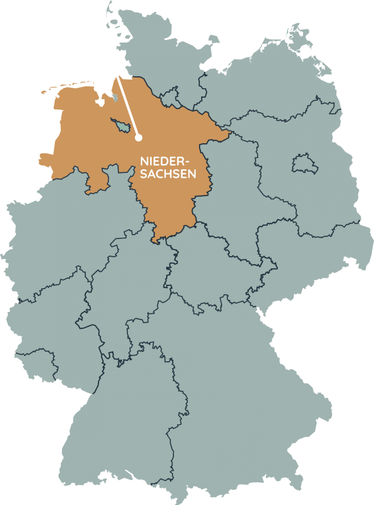 Deutschlandkarte Thöles Hotels in Niedersachsen