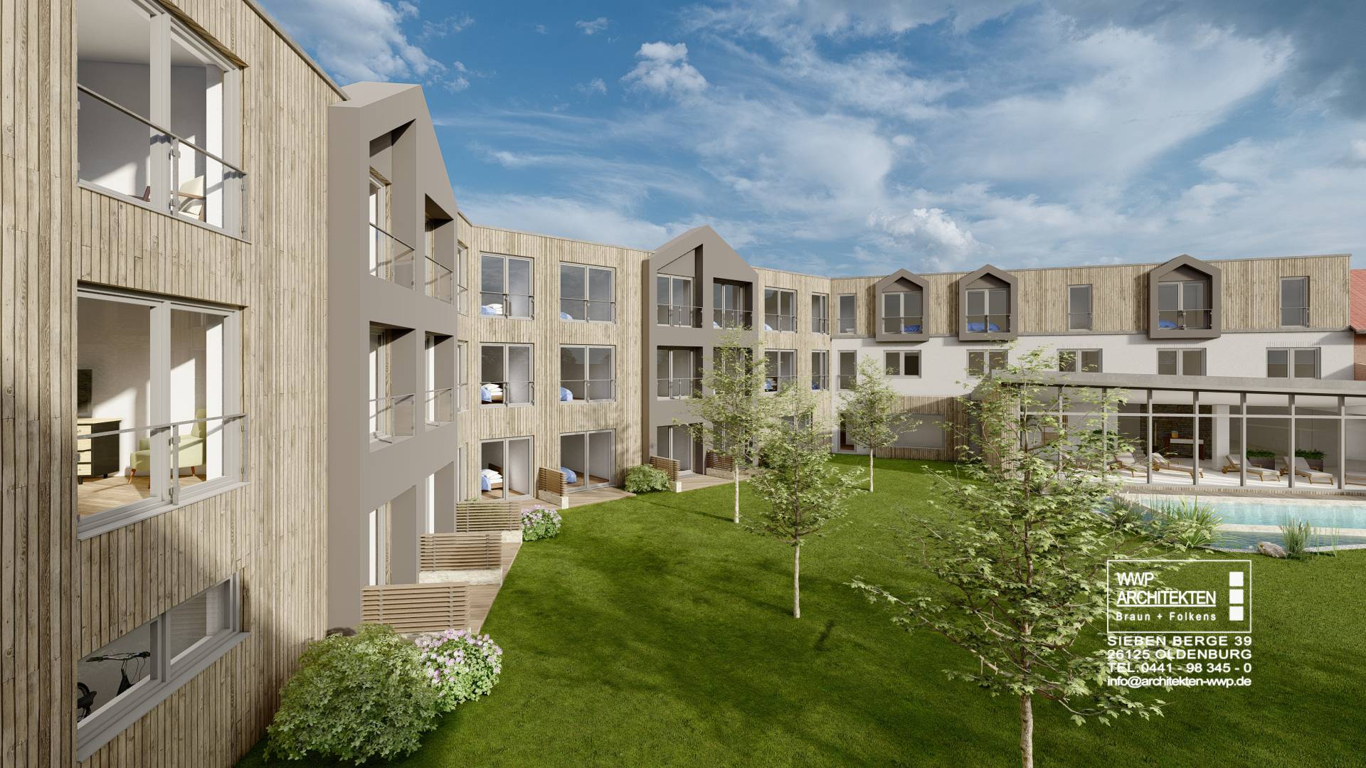Rückansicht des Landhotels in Bücken